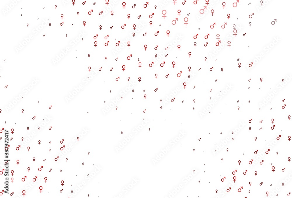 Light red vector template with man, woman symbols.