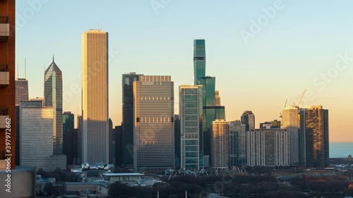 Chicago Cityscape Sunset Time Lapse photo