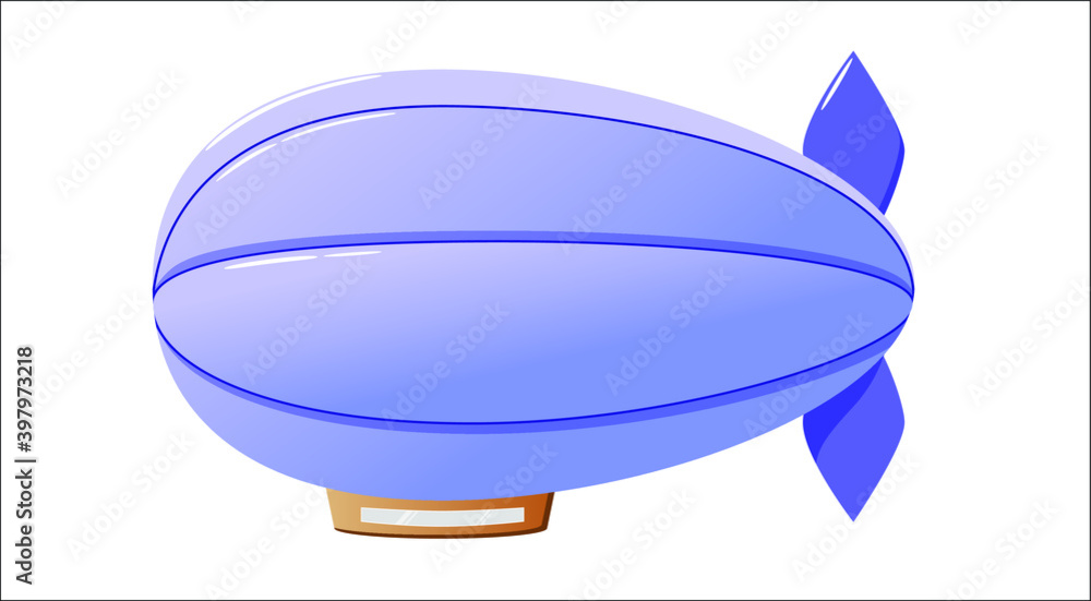 Blue airship on a white background. Children's illustration. Transport Blue airship on a white background. Children's illustration. Transport