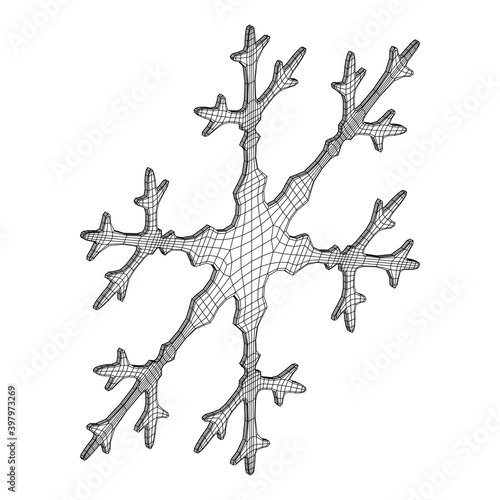 Snowflake Wireframe low poly mesh