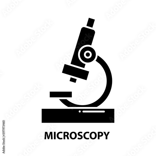 microscopy icon, black vector sign with editable strokes, concept illustration