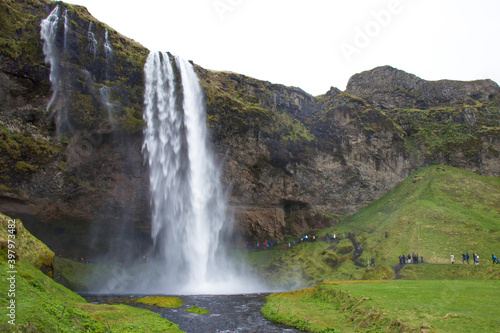 60 meter high Seljalandsfoss waterfall