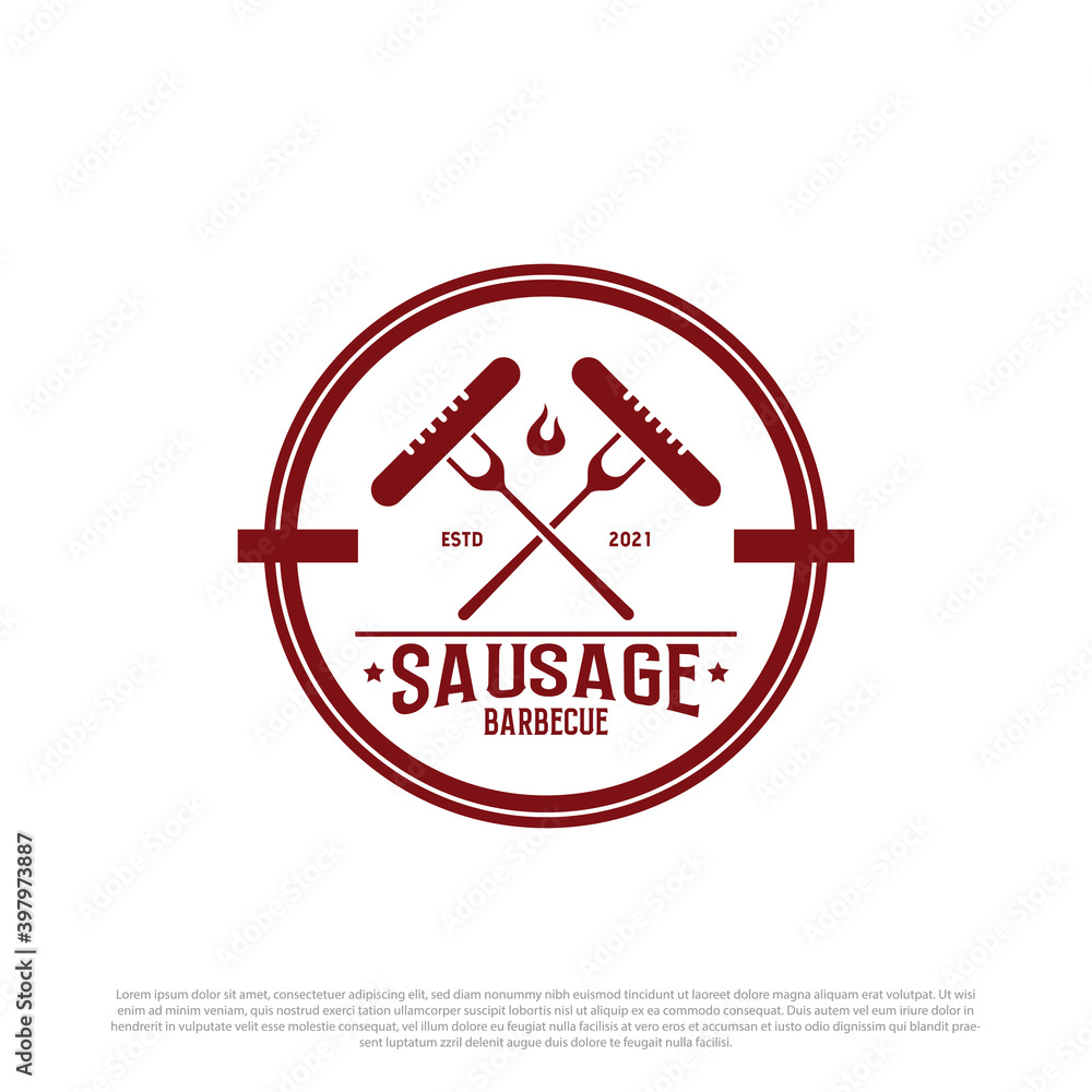 Sausage Barbecue logo badge vector, best for fast food logo brand Sausage Barbecue logo badge vector, best for fast food logo brand