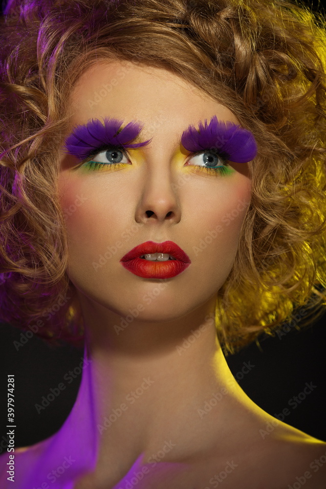 portrait of a beautiful girl with a bright fantasy makeup portrait of a beautiful girl with a bright fantasy makeup