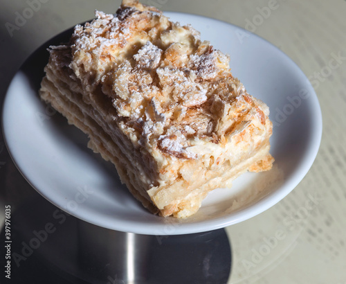 Layered dry cake on a plate
