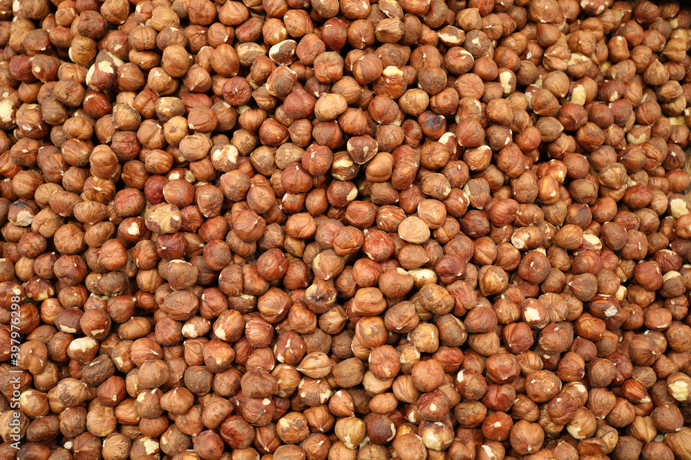 Unshelled hazelnuts waiting for sale in the bazaar Unshelled hazelnuts waiting for sale in the bazaar