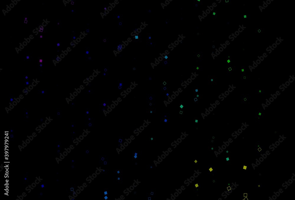 Dark Multicolor, Rainbow vector pattern with crystals, rectangles.