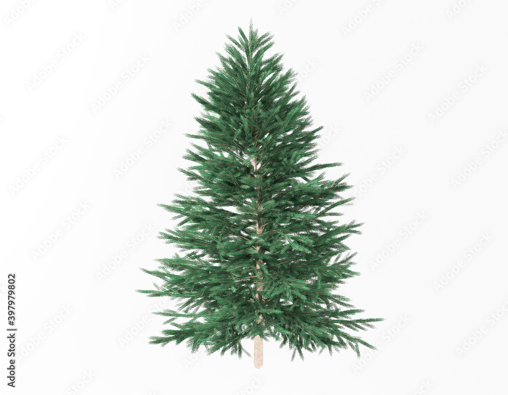 Christmas tree on white background 3d renderng