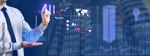 Business consultant using v...