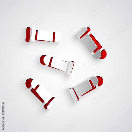 Paper cut Bullet icon isolated on grey background. Paper art style. Vector.