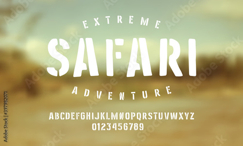 Stencil-plate sans serif font in the style of handmade graphic