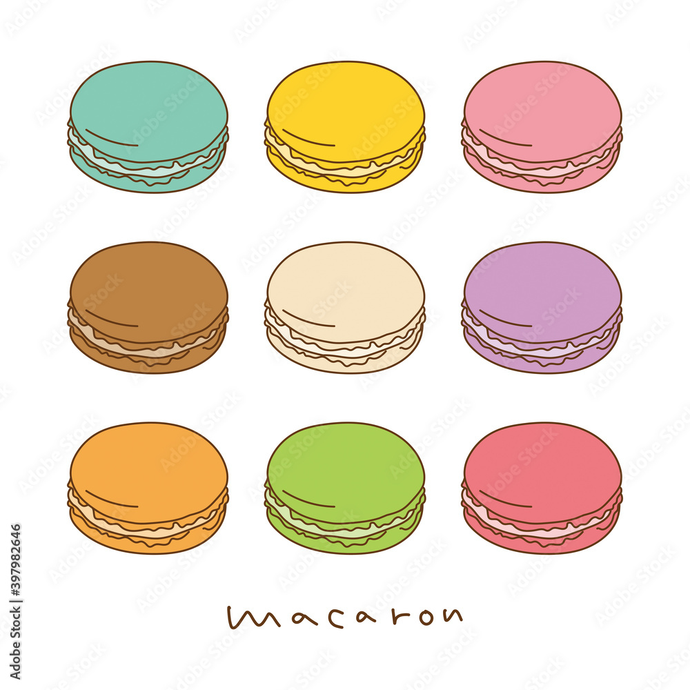 マカロンの手描き線画イラストセット Stock Vector Adobe Stock マカロンの手描き線画イラストセット Stock Vector Adobe Stock