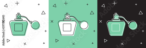 Set Perfume icon isolated on white and green, black background. Vector.