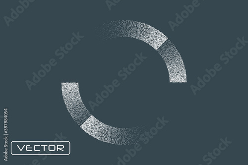 Loading. Circular, round icon element. Noise. gradient. Stipple. Vector overlay object, template.