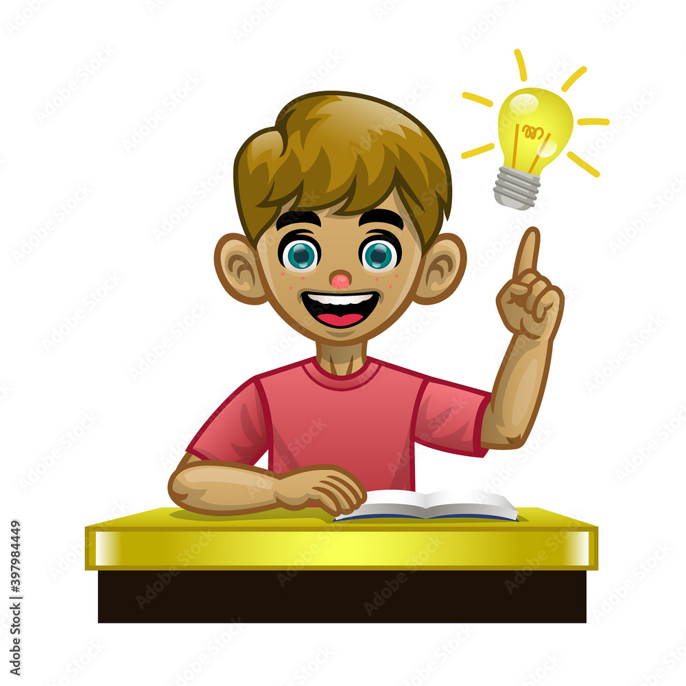 cartoon white boy student in the class cartoon white boy student in the class