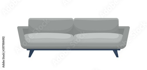 Modern comfortable sofa in classic style. Stylish comfy settee front isolated...