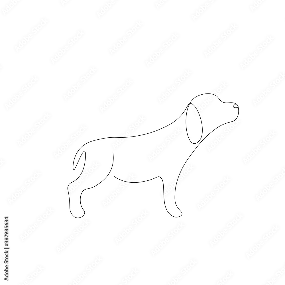 Dog puppy beagle on white background silhouette, vector illustration
