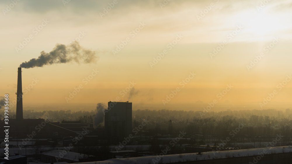 industry metallurgical plant dawn smoke smog emissions bad ecology