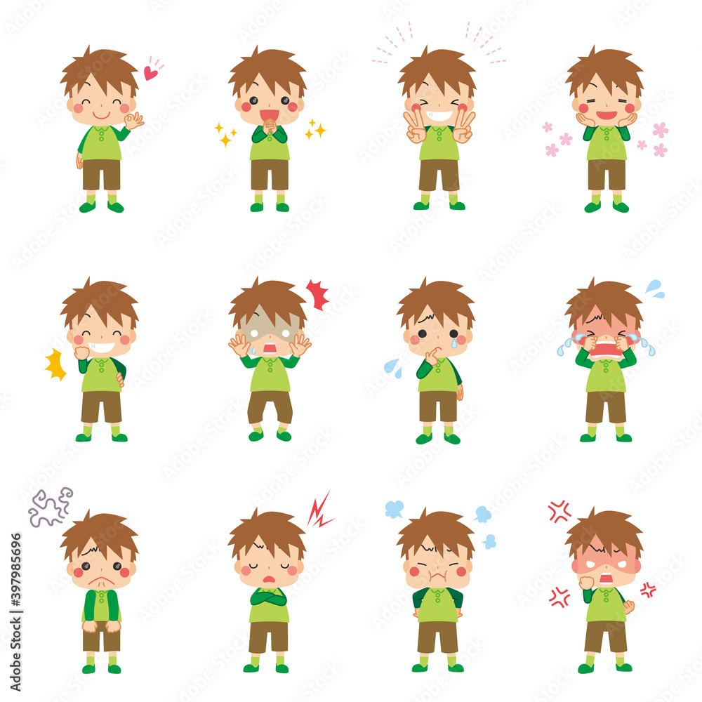 可愛い小さな男の子のイラスト 様々な表情 喜怒哀楽 セット Stock ベクター Adobe Stock 可愛い小さな男の子のイラスト 様々な表情 喜怒哀楽 セット Stock ベクター Adobe Stock
