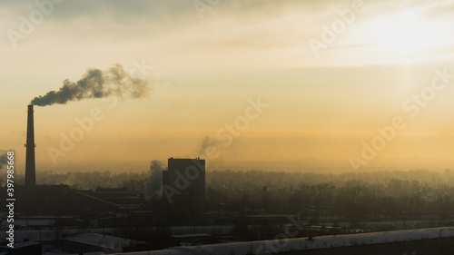 industry metallurgical plant dawn smoke smog emissions bad ecology © Пётр Рябчун