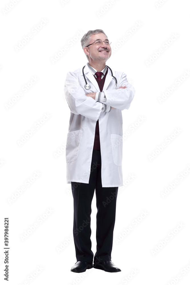 smiling doctor therapist looking at you. isolated on a white smiling doctor therapist looking at you. isolated on a white