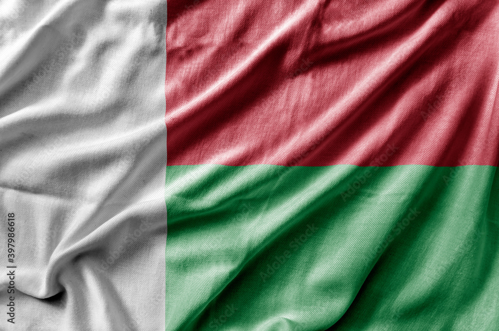 Waving detailed national country flag of Madagascar
