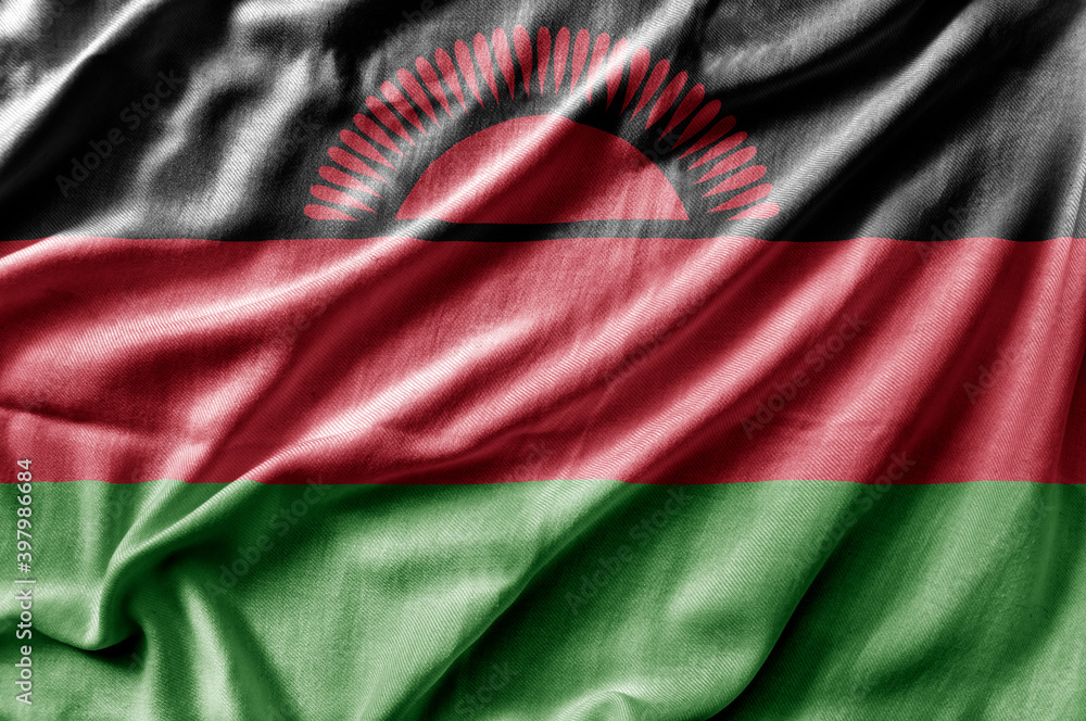 Fototapeta premium Waving detailed national country flag of Malawi