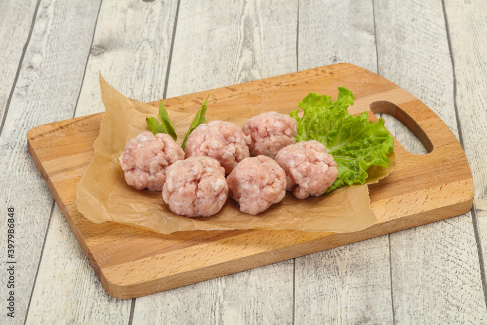 Homemade raw pork minced meatball for cooking Homemade raw pork minced meatball for cooking