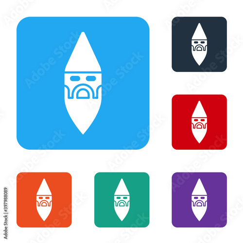 White Wizard warlock icon isolated on white background. Set icons in color square buttons. Vector.