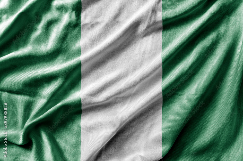 Waving detailed national country flag of Nigeria