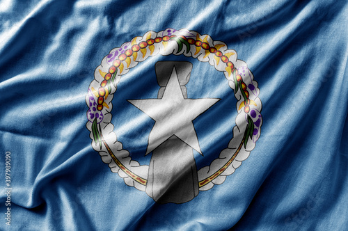 Waving detailed national country flag of Northern Mariana Islands photo