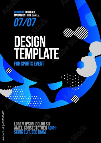 Poster design with loop element for sports event, competition or championship. Sports background.