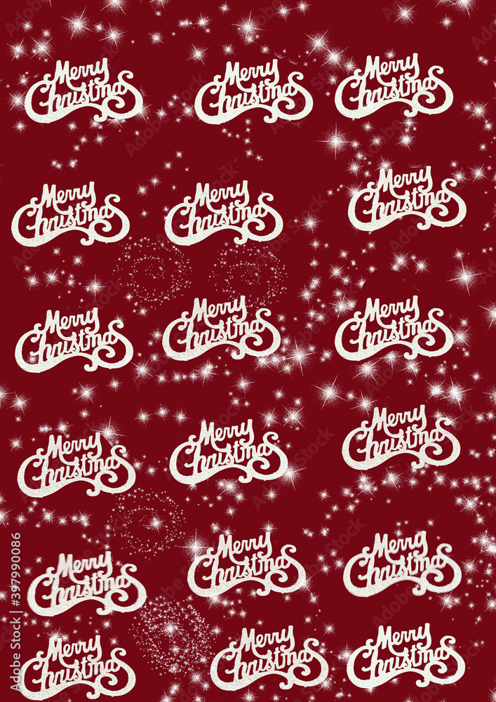 Merry Christmas Words with White Pattern