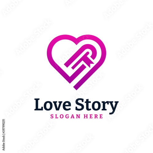 Story Book Logo Design Template. Love book logo vector illustration