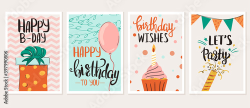 A set of four Birthday card templates