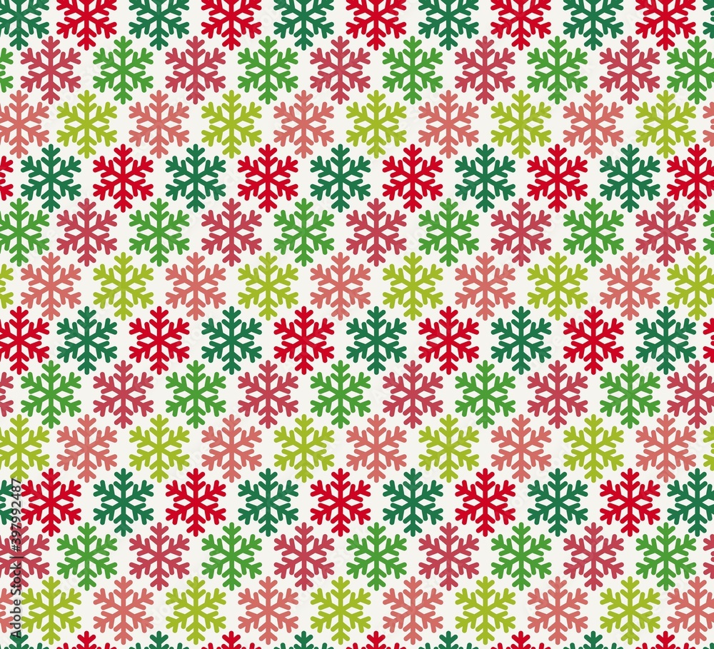 seamless texture multicolored snowflakes on a light background