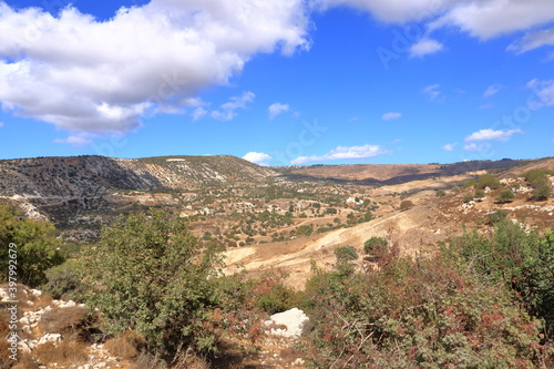 The mountains of Cyprus near the coast and the cliff of Avakas