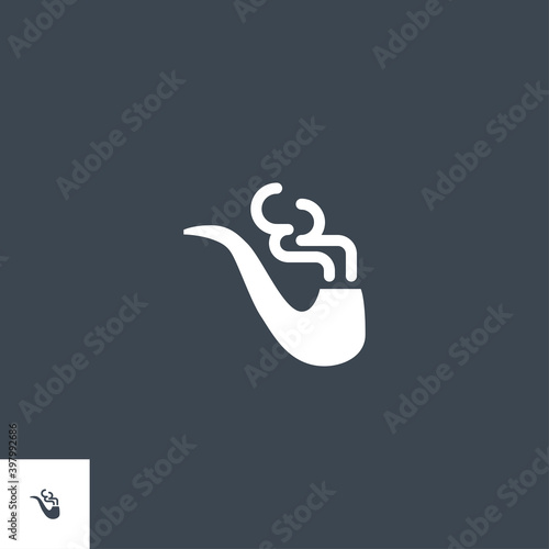 Smoking Pipe related vector glyph icon. Isolated on black background. Vector illustration.