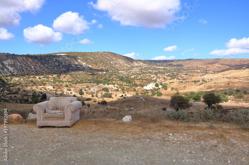 The mountains of Cyprus near the coast and the cliff of Avakas