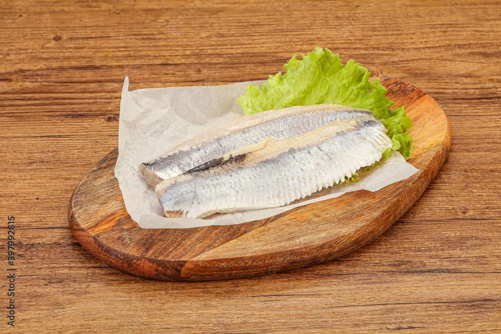 Herring fillet with salad leaves Herring fillet with salad leaves