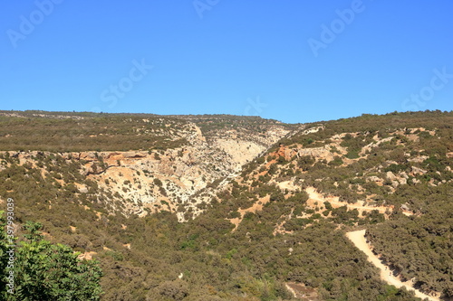 view on Avakas Gorge with steep rocks and river on bottom. Akamas peninsula  Cyprus.
