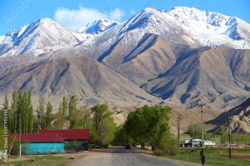 Mountains around Song Kol lake area in Kyrgyzstan