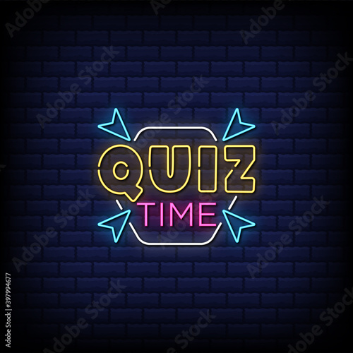 Quiz time neon sign style text