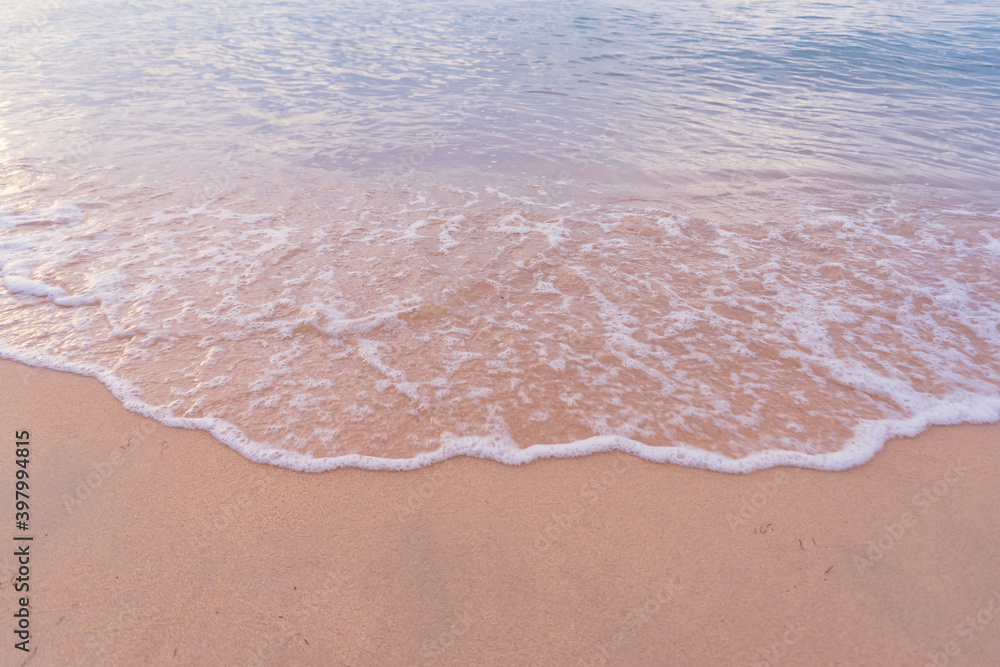 Soft wave of blue ocean on sandy beach Soft wave of blue ocean on sandy beach