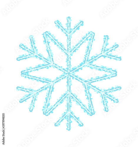 Vector frozen crystal snowflake isolated on white background