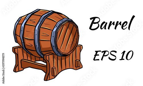 Barrel for wine or beer. Isolated on a white background.