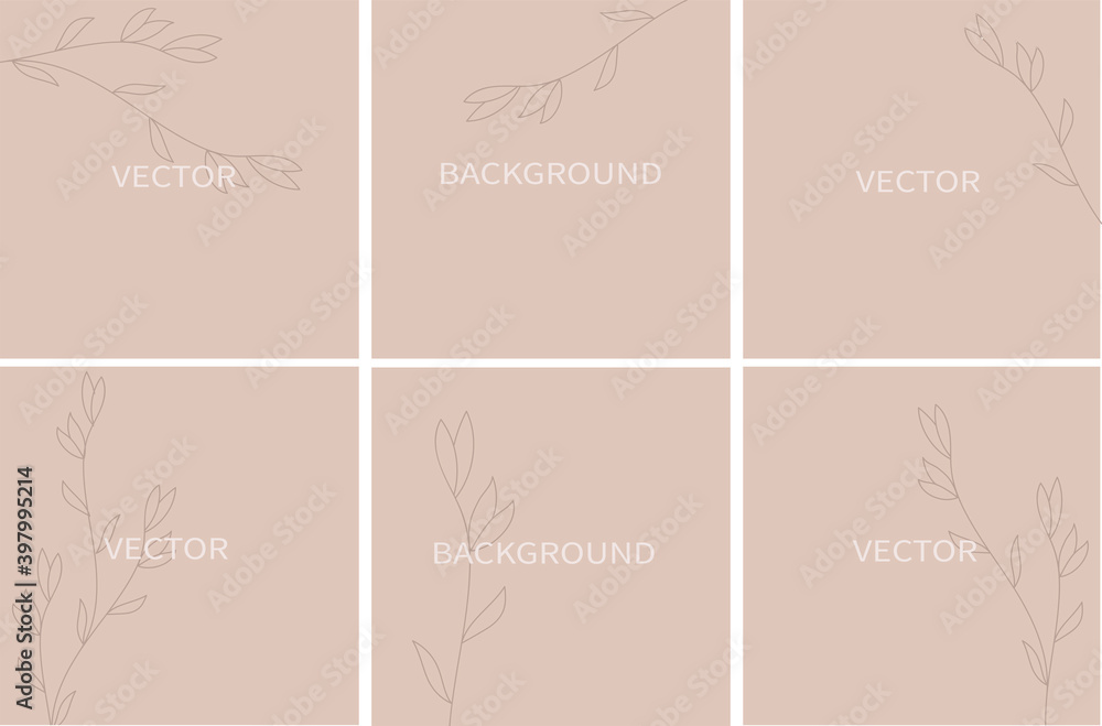 Fototapeta premium Set of vector abstract background with copy space for text. Design for social media, insta story, card, feed post. square flyer banner