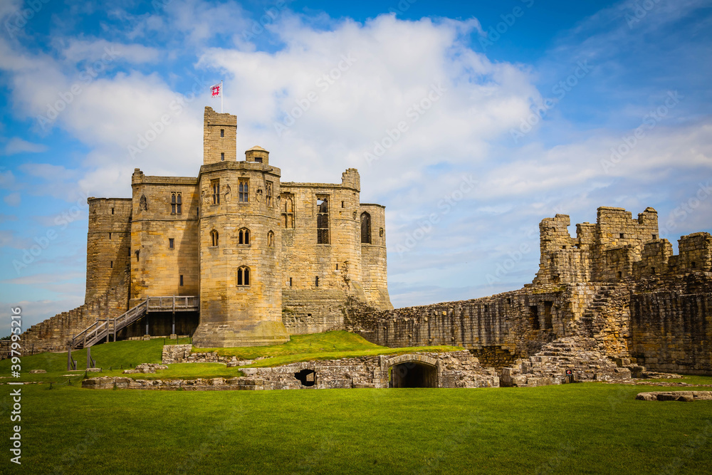 Warkworth Castle in Warkworth,  Northumberland,  United Kingdom