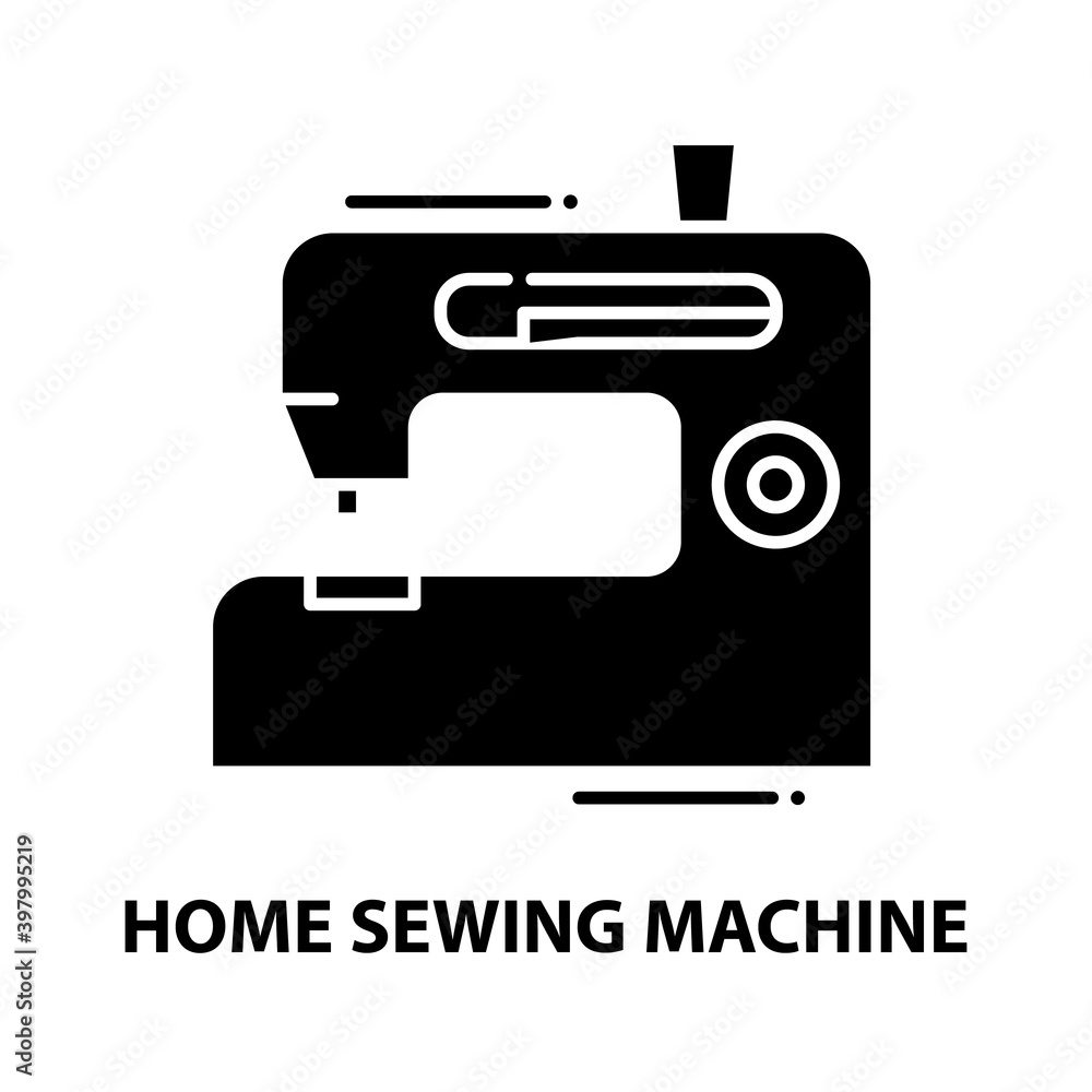 home sewing machine icon, black vector sign with editable strokes, concept illustration home sewing machine icon, black vector sign with editable strokes, concept illustration