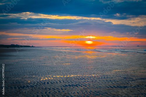 Sunset at the coast of Northumberland   United Kingdom